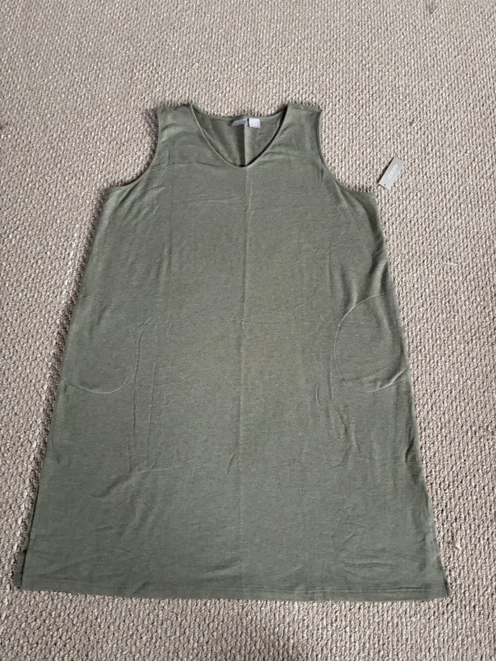 NWT Chico's Zenergy Size 4 XXL Sage Stretch Midi Tank Dress Ribbed Sides Panels